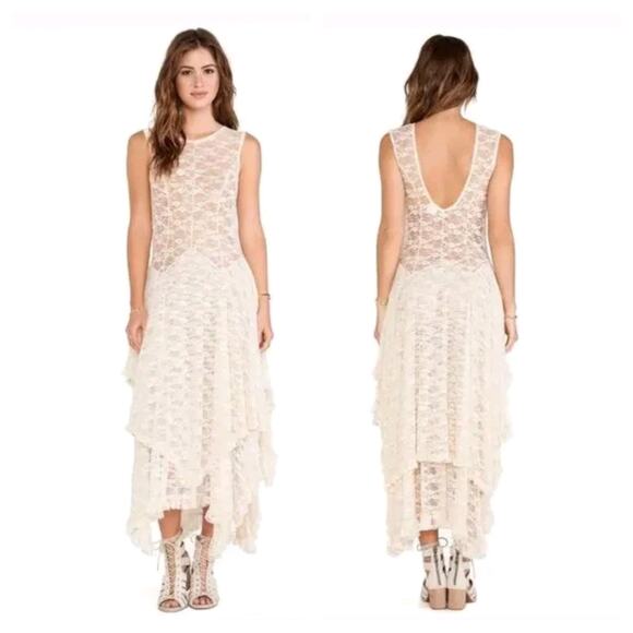 Intimately Free People French Courtship Sheer Lace Slip Dress XS Tea Fairy Boho - Picture 16 of 16